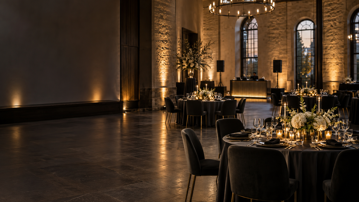 Professionelle Eventtechnik mit Lautsprechern und Licht für Veranstaltungen